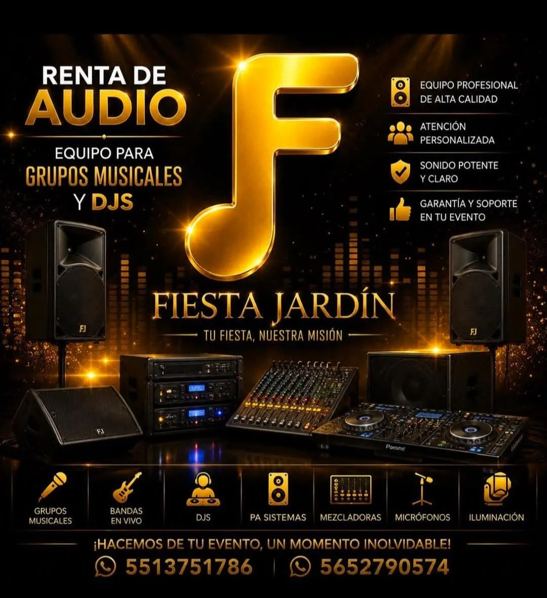 Detalle de consola de audio del material promocional; equipo sujeto a consulta.